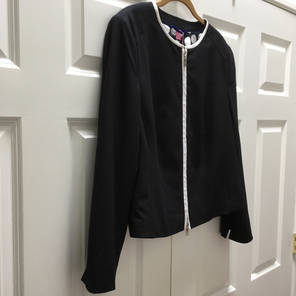 NWT Basler Designer Jacket Blazer Zip Black German Bloomingdales Luxury 44 14 - Picture 5 of 16